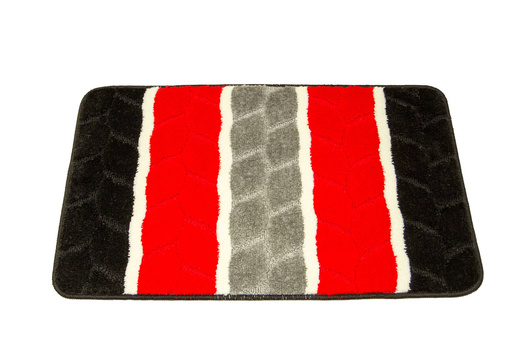 Dywanik Łazienkowy Fano Red Czerwony Szary Paski