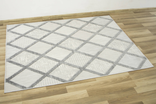 Dywan Sznurkowy Stella D413A l.grey/d.grey Romby Szary Srebrny Krem