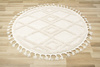 Okrągły Dywan Berber 6843 ivory Krem Romby 3D z frędzlami