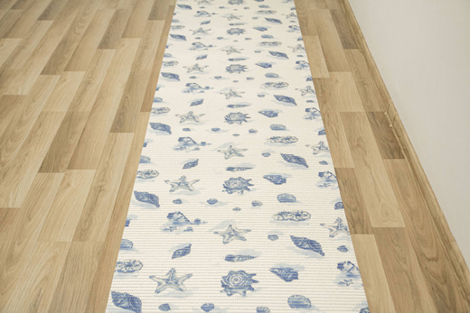 Mata Łazienkowa softy-tex 820 Krem Niebieski Muszelki szerokość 65 cm