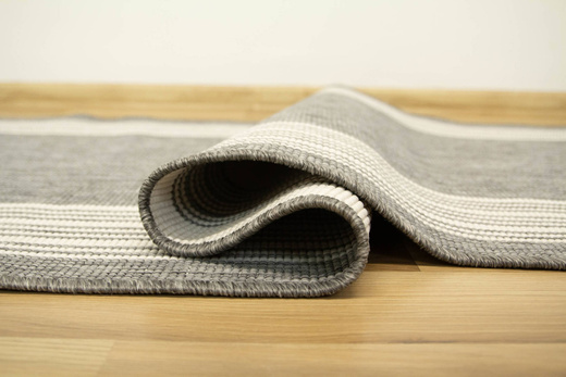 Dwustronny Sznurkowy Chodnik Brussels 205072 Szary Krem Paski szerokość 120 cm