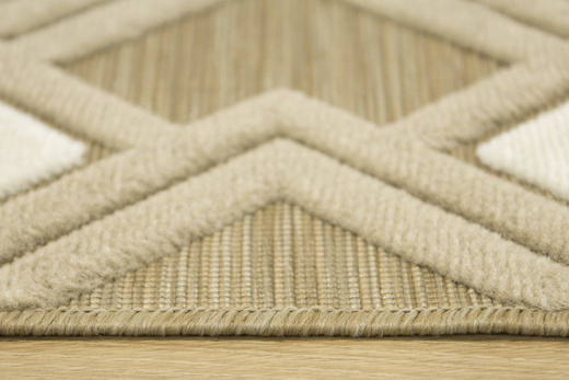 Dywan Sznurkowy Dwupoziomowy Reni 24514/852 Trójkąty Romby Aztec Beż