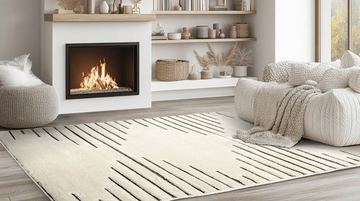 Dywan Shaggy Lula Soft IM43A Black/Bone Romby Krem Czarny Grafit