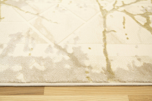 Lśniący Dywan Allora Plus B919A cream/cream Marmur Trójkąty Beż Krem Złoto