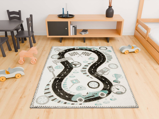 Dywan Dziecięcy Lima F500A cream/d.grey Uliczki Wyścigi