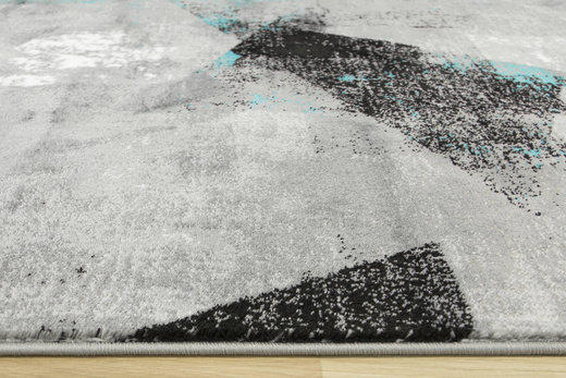 Dywan Victoria B885A d.grey/blue Trójkąty turkus Szary Przecierany