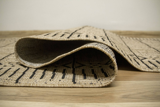 Sznurkowy Chodnik Terra Aztec Linie 04 Beż Grafit szerokość 100 cm