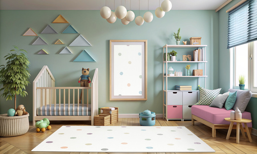 Dywan Dziecięcy C275A cream/lila Krem Kropki