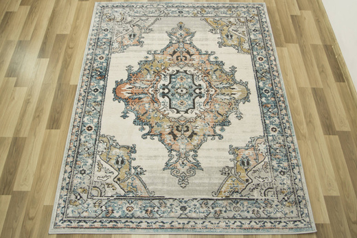 Dywan Lucca 8604B l.grey/cream Ornamentowy Krem Turkus Łosoś