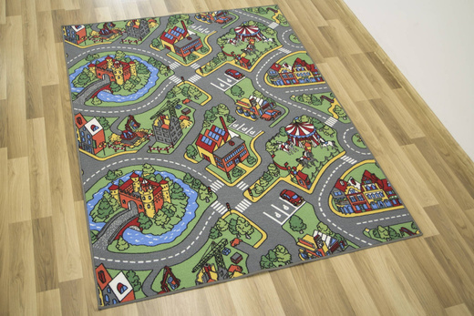 Wykładzina O-rally uliczki miasto zamek plac budowy na filcu szerokość 4 m