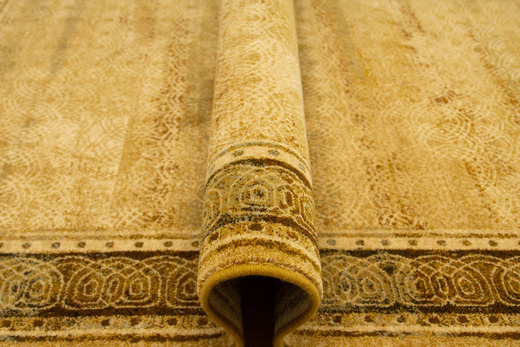 Wełniany Dywan Dywilan Omega Lava Miód Ornament Beż Brąz