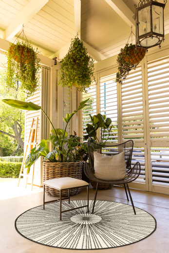 Okrągły Dwustronny Dywan Sznurkowy Brussels 205634/10110 Night Antracyt Krem Outdoor