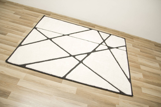 Dywan Shaggy Lula Soft IM85A Black/Bone Trójkąty Krem Czarny