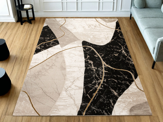 Dywan Kashmir KR205S Black/Vizon Marmur Czarny Złoty