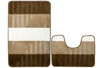 Komplet 2-częściowy Łazienkowy Vic Beige Beż Brąz Paski