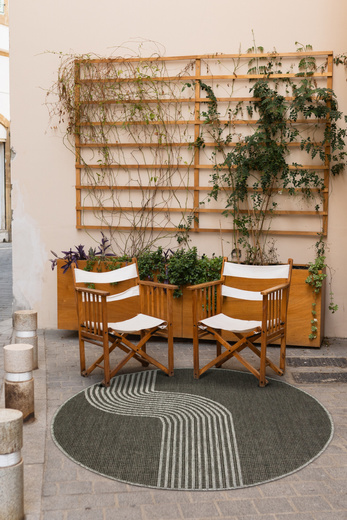 Okrągły Dwustronny Dywan Sznurkowy Brussels 205631/11020 Night Silver Szary Grafit Fala Outdoor