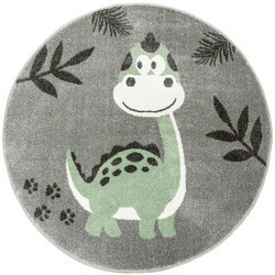 Okrągły Dywan Lima C880B l.grey/green Dinozaur Szary Oliwka