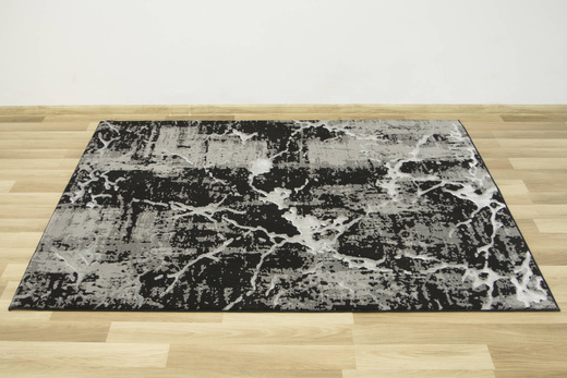 Lśniący Dywan Allora Plus 8060A black/grey Czarny Srebrny Marmur Beton