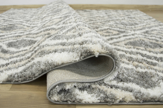 Puszysty Dywan Pulpy Shaggy A526C d.grey/cream Szary Krem Beż Romby