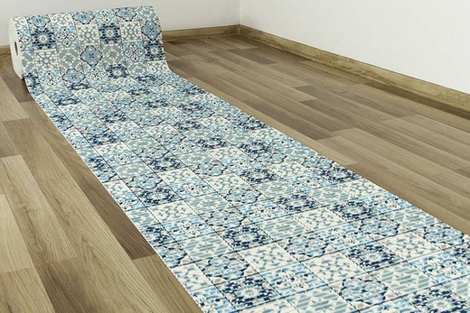 Mata Łazienkowa Softy-tex 828 patchwork niebieski szerokość 65 cm