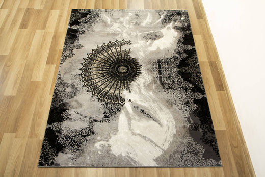 Dywan Tender 27237A black/l.grey Czarny Beż Krem Ornament Boutique