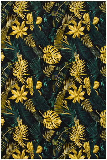Dywan w Liście Palmy Monstera Gold Green