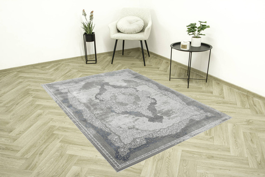 Lśniący Dywan Allora Plus B827B l.grey/grey Srebrzysty Szary Niebieski Ornament