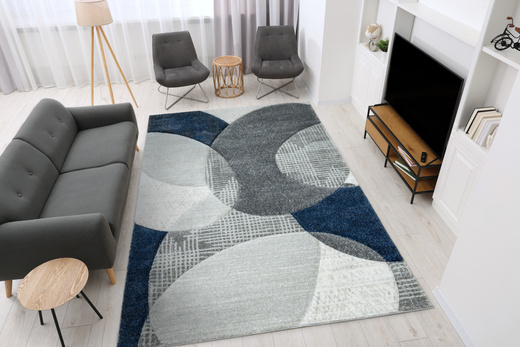 Dywan Kandy N390A N390A l.grey/navy Szary Granatowy Elipsy Fryz