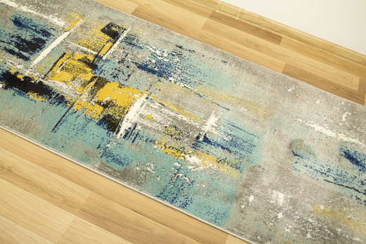Chodnik Victoria 7657A l.grey/grey Abstrakcyjny Niebieski Żółty Szary szerokość 70 cm