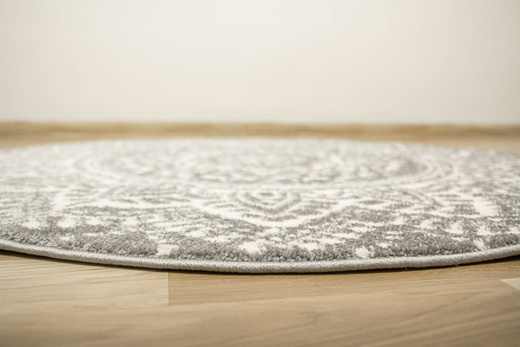 Okrągły Dywan Lima G757A l.grey/white Mandala Szary Krem