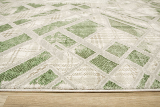 Dywan Garda P1149 Green Zieleń Beż Romby Marmur