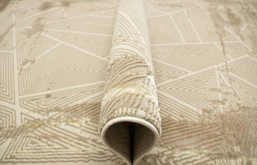 Lśniący Dywan Allora Plus F356A l.brown/beige Beż Złoty Trójkąty