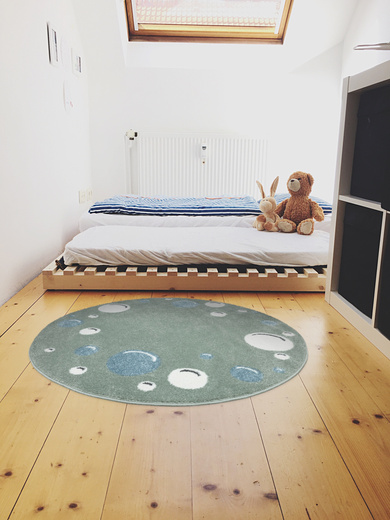 Okrągły Dywan Lima M041A green/cream Zieony Krem Banieczki