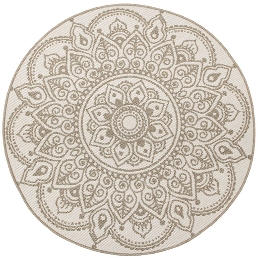 Okrągły Dwustronny Dywan Sznurkowy Brussels 205333/10610 Linen Beż Krem Rozeta Outdoor