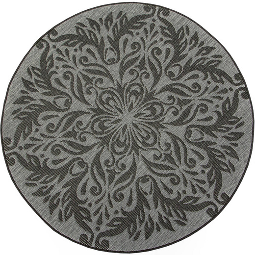 Okrągły Dwustronny Dywan Sznurkowy Brussels 205168/11010 Night Silver Ornament Outdoor