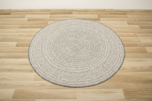 Okrągły Dwustronny Dywan Sznurkowy Brussels 205580/10010 silver Szary Krem Okręgi Outdoor