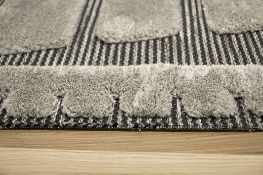 Dywan Shaggy Lula Soft IM44A Szary Czarny Geometria