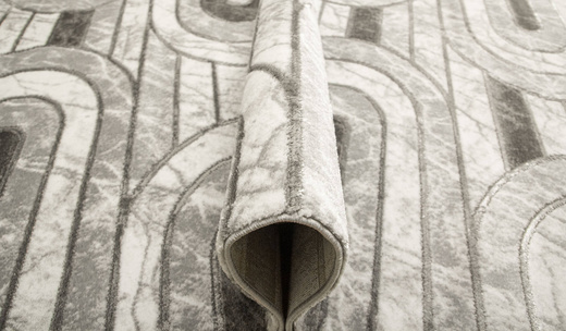 Dywan Felix 9304A grey/grey Lśniący Marmur Srebrzysty Szary Półkola Pasy