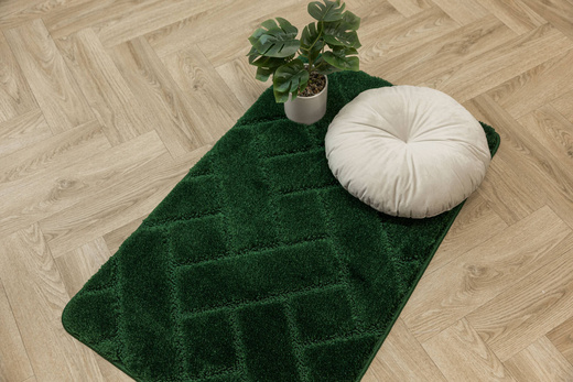 Dywanik Łazienkowy Antypoślizgowy Lotus Dark Green Butelkowa Zieleń Cegiełka