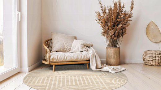 Okrągły Dywan Sznurkowy Haga 03606E cream/vizon Krem Beż Geometria Outdoor