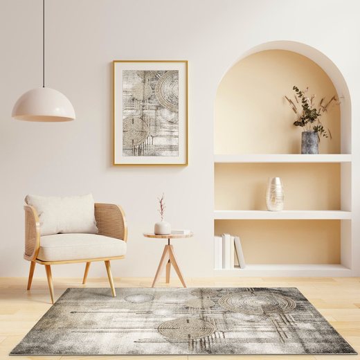 Dywan Ponte N877A d.grey/beige Szary Brąz Okręgi