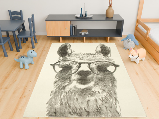 Dywan Dziecięcy Lima 9506A cream/l.grey Szary Krem Lama w Okularach