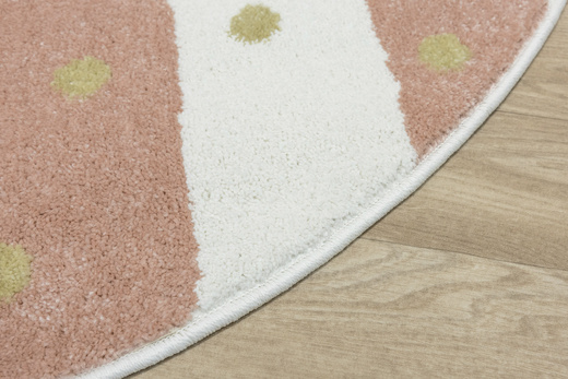 Okrągły Dywan Lima M044A cream/rose Róż Krem Zloty Paski