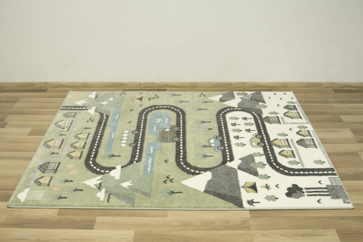 Dywan Dziecięcy Lima C266A green/cream Uliczki Góry Pastelowy Zielony Miętowy