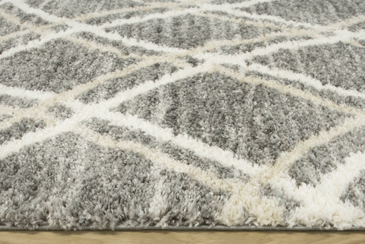 Puszysty Dywan Pulpy Shaggy A532A d.grey/l.grey Szary krem Beż Romby Etno