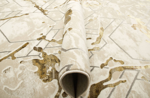 Dywan Elisa PF40A Brown Gold Beżowy Złoty Plastry Miodu