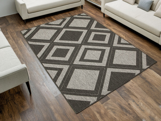 Dywan Dwustronny Sznurkowy Brussels 205386/11010 n.silver Antracyt Szary Romby Outdoor