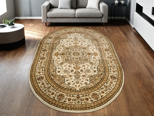 Owalny Dywan Super Rose 3792A cream/cream O Ornament Kwiaty Krem Beż