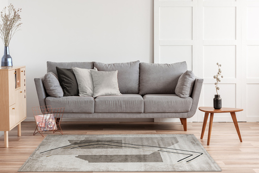 Dywan Kashmir KR168S Vizon/Black Szarobeżowy Złoty Abstrakcja