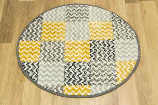 Okrągły Dywan Luna 503568/89935 Patchwork Szary Żółty Musztardowy